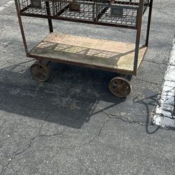 Industrial Vintage Cart 40” X 19” X 32”