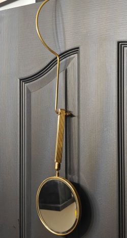 Vintage Gold Brass Hanging Round Mirror with Adjustable Arm