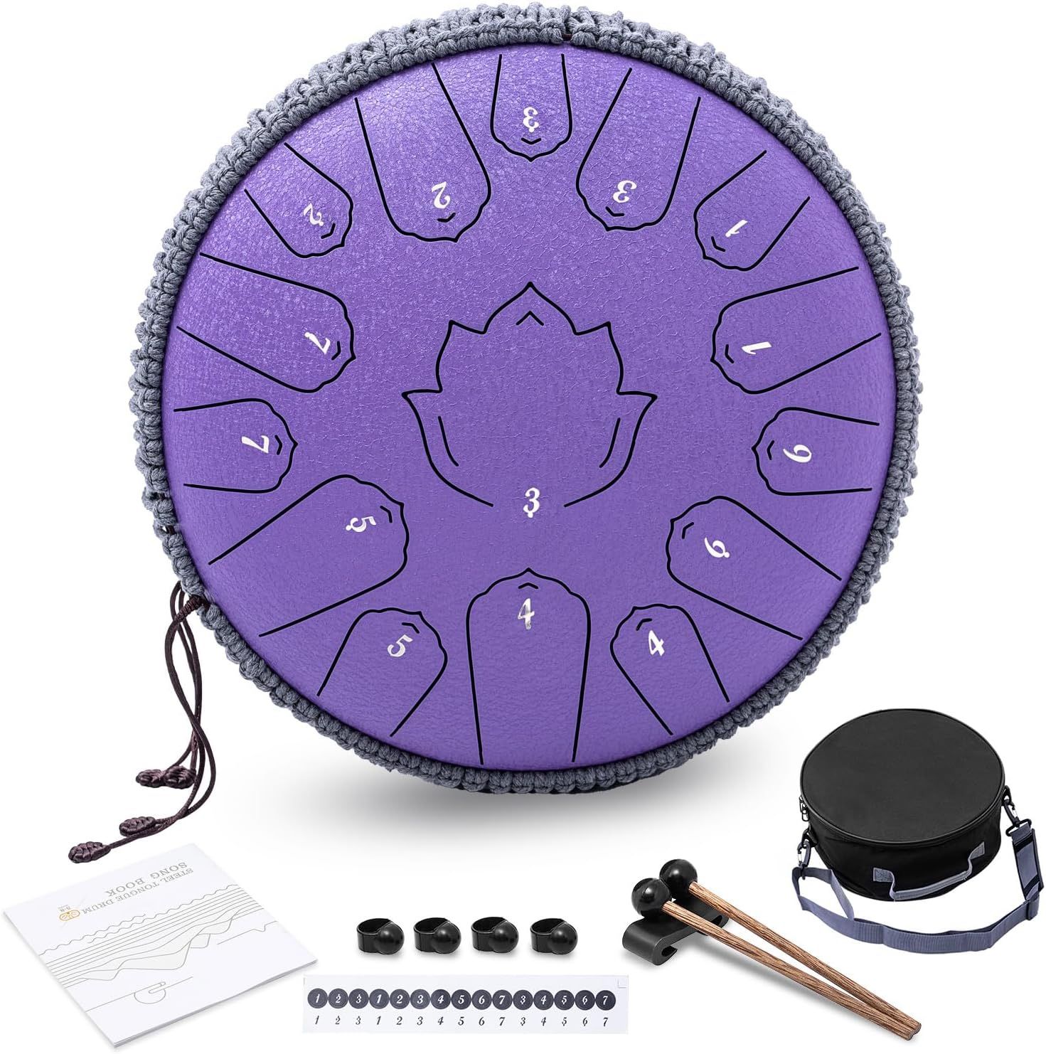 Steel Tongue Drum – 13” 15-Note C-Key, Great Condition, Includes Carrying Strap & Sticks