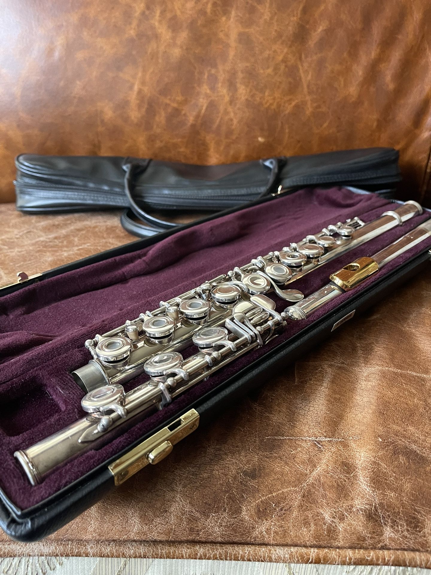 Yamaha Allegro YFL-371 Silver Head 925 Open Hole Flute w/ Gold Plated Lip Plate