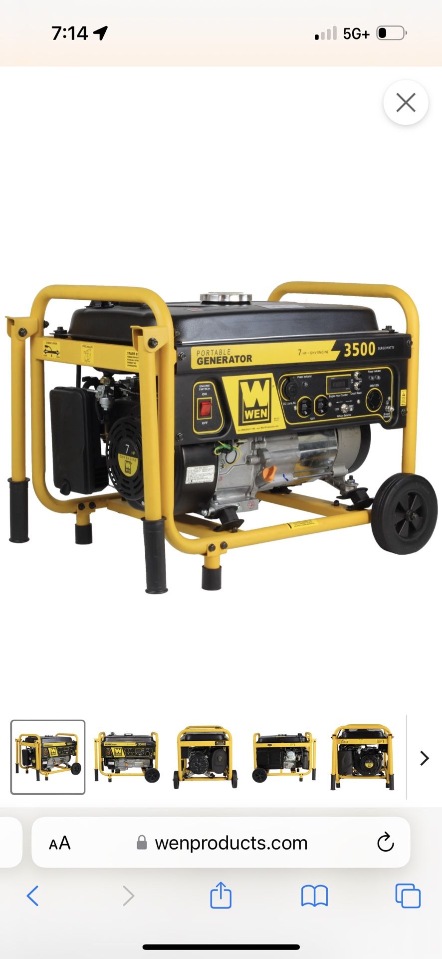 WEN 3500 Watt Portable Gas Generator WEN 56352
