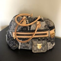 Louis Vuitton authentic denim black patchwork bowly