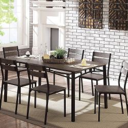 BRAND NEW WESTPORT 7-PIECE DINING TABLE SET ANTIQUE BROWN BLACK AVAILABLE NOW
