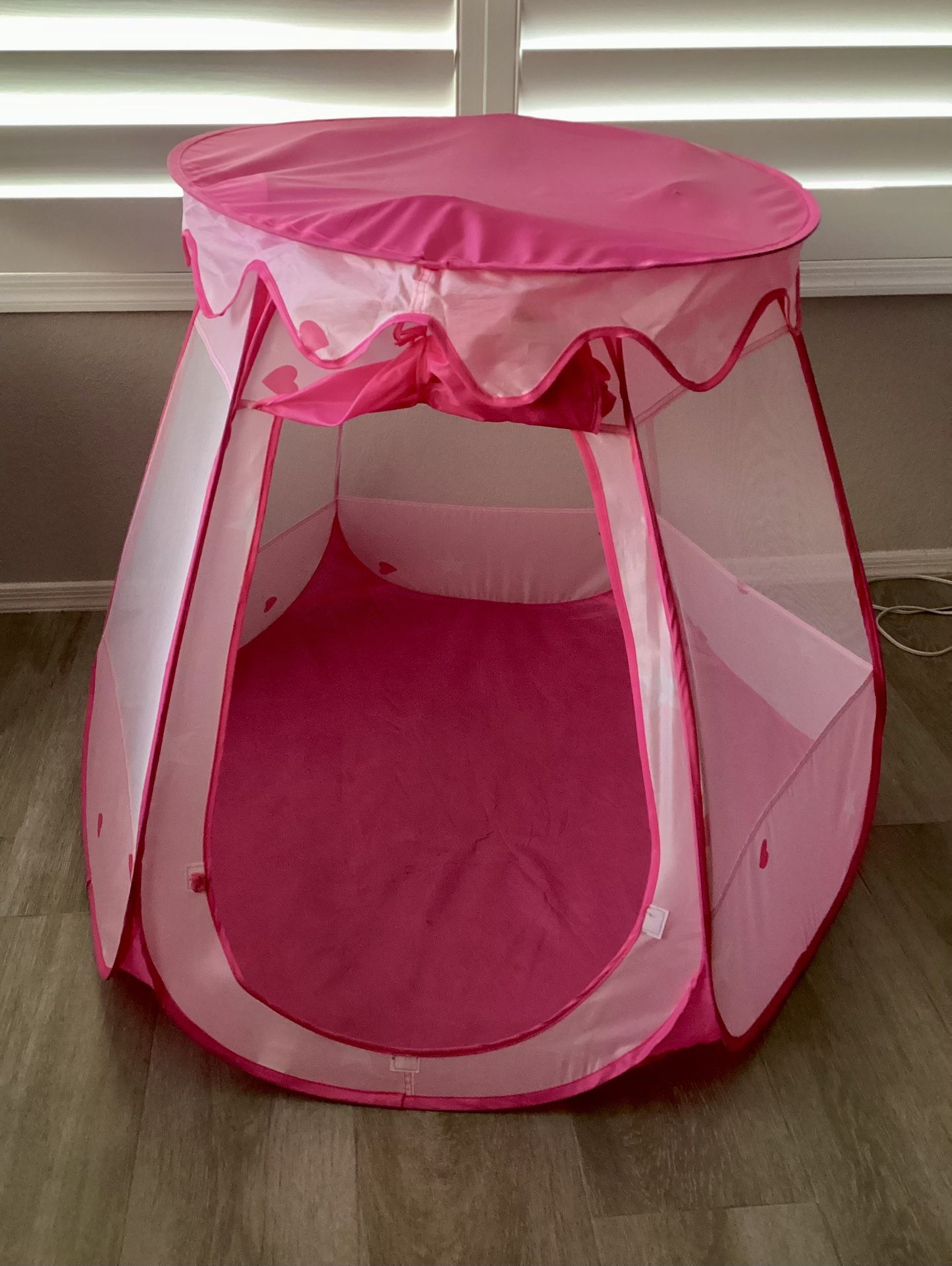 Fairy Vase Tent Princess Playhouse Pink Playpen Girls Ball Pit Kids Pop-up Hexagon Mesh Play Tent