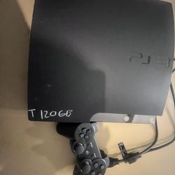 PS3 Slim 120 Gig W Control and Cables 