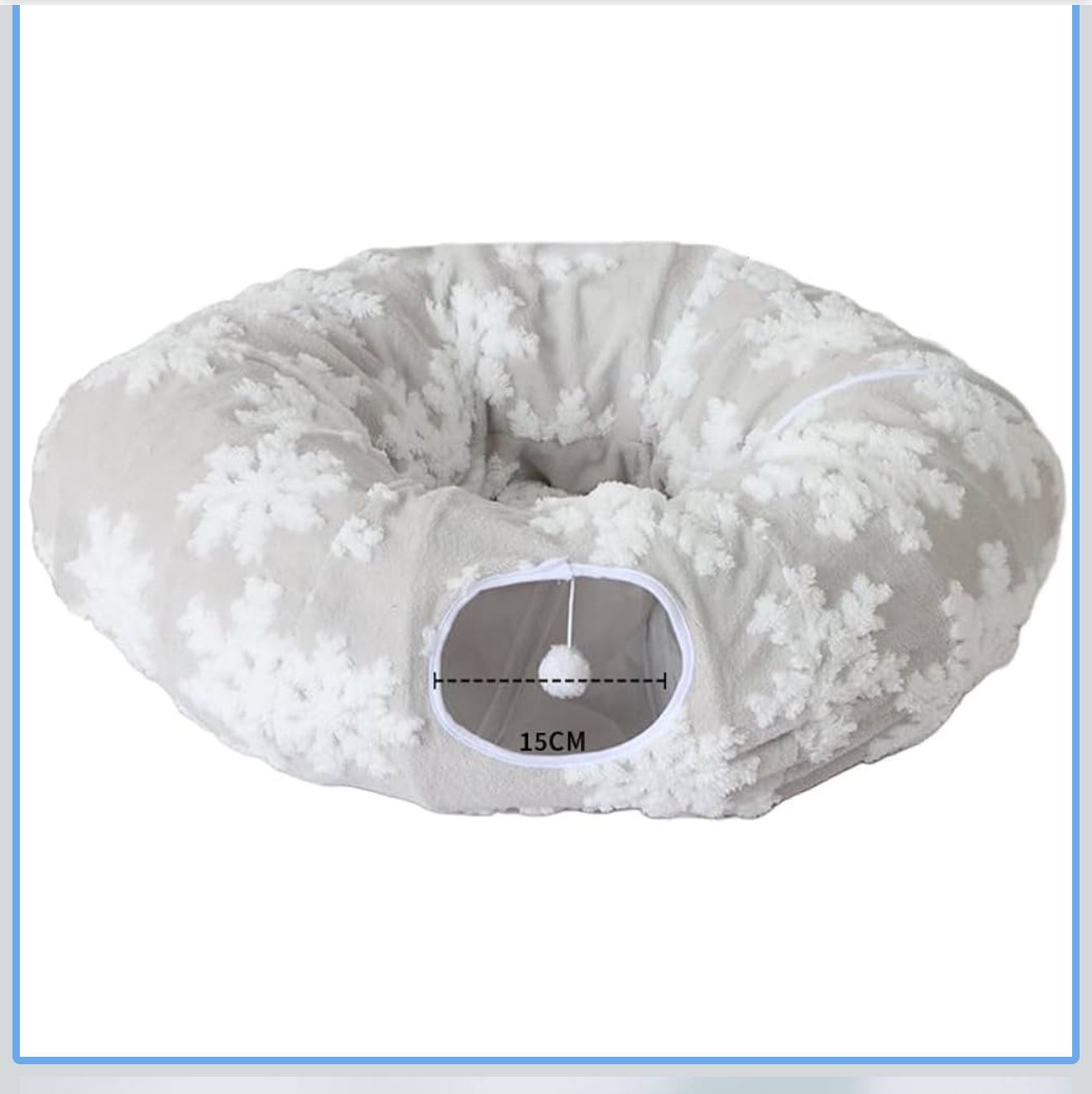 Cat Tunnel Bed for Indoor Cats, Cute Cat Donut Tunnel with Washable Circle Cushion, Under Christmas Tree Soft Plush Peekaboo Cat Cave Toy for Kitten,