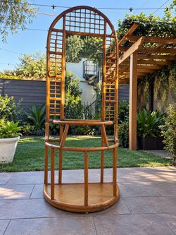Vintage Rattan Hall Stand with Mirror
