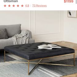 Article Black Square leather Ottoman