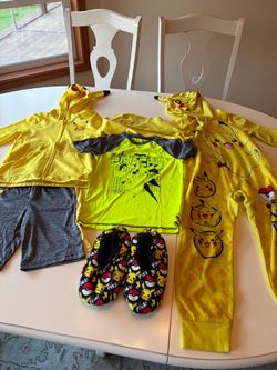 Cute Pokémon Clothes Lot Kids Size 6 Jacket, Shorts, Shirt, PJs, Slippers