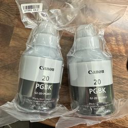 2 New Canon PGBK GI-20 Ink Bottles