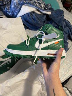 Nike Air Force 1 Mid Off-White Pine Green - On Feet and Check