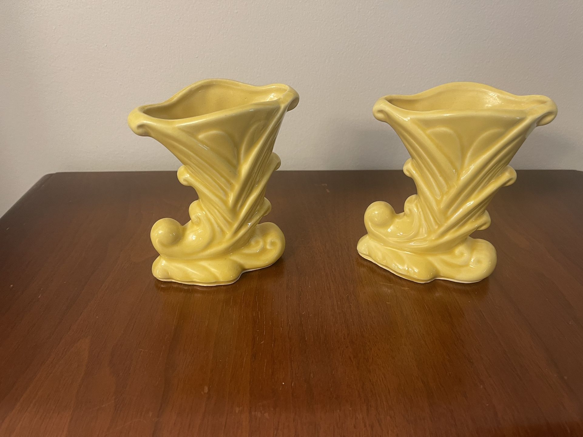 Shawnee Cornucopia Art Deco Vases Set