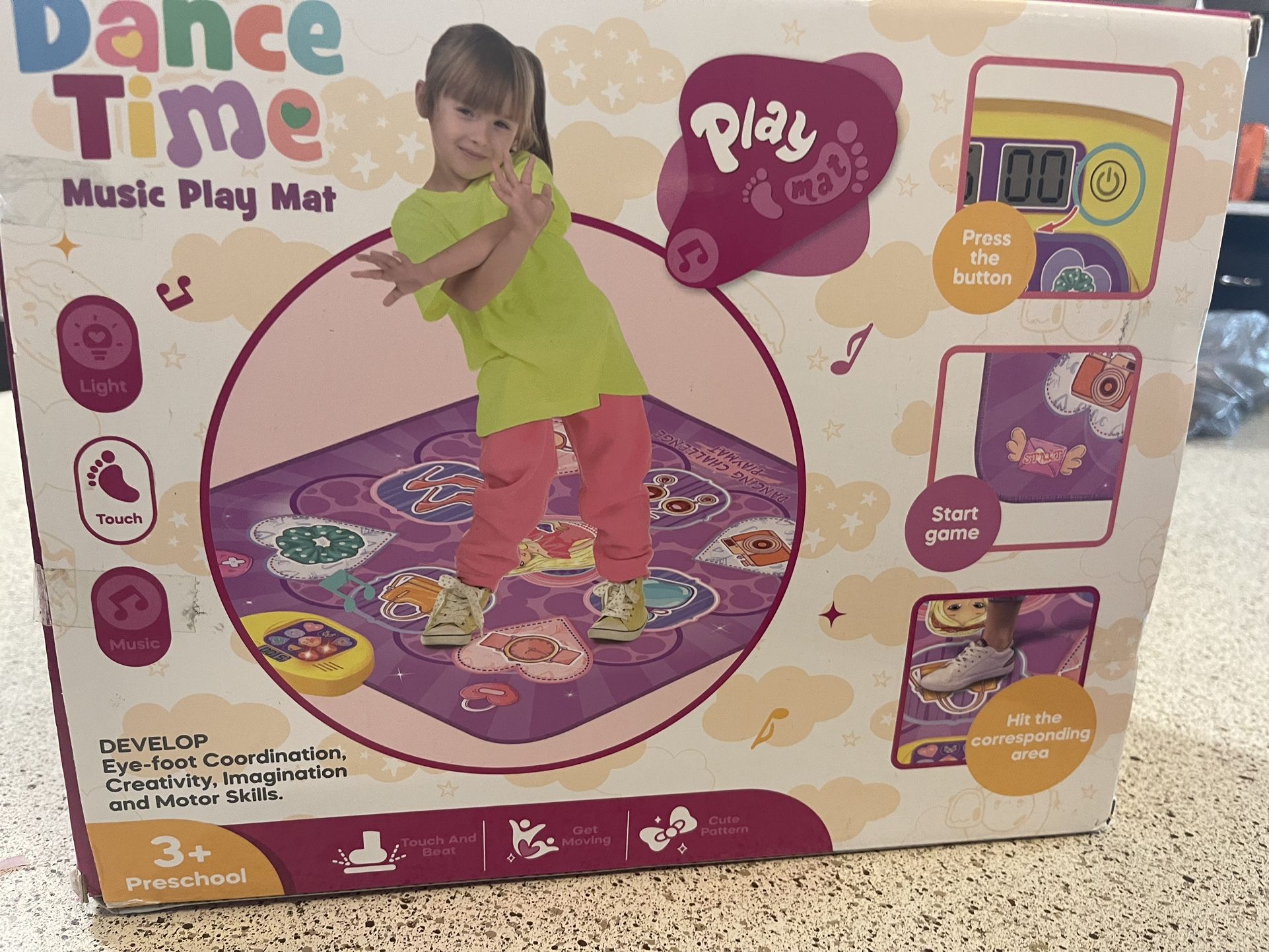 Dance Mat,Toys for 3 4 5 6 7+ Year Old Girls,Dance Mat for Kids,Electronic Music Dance Pad Toy with LED Lights,5 Game Modes Princess Dancing Mat,Birth