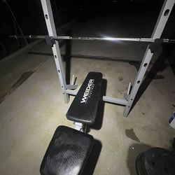 Work out Bench/ Squat Rack /Dumbbell Weight Set