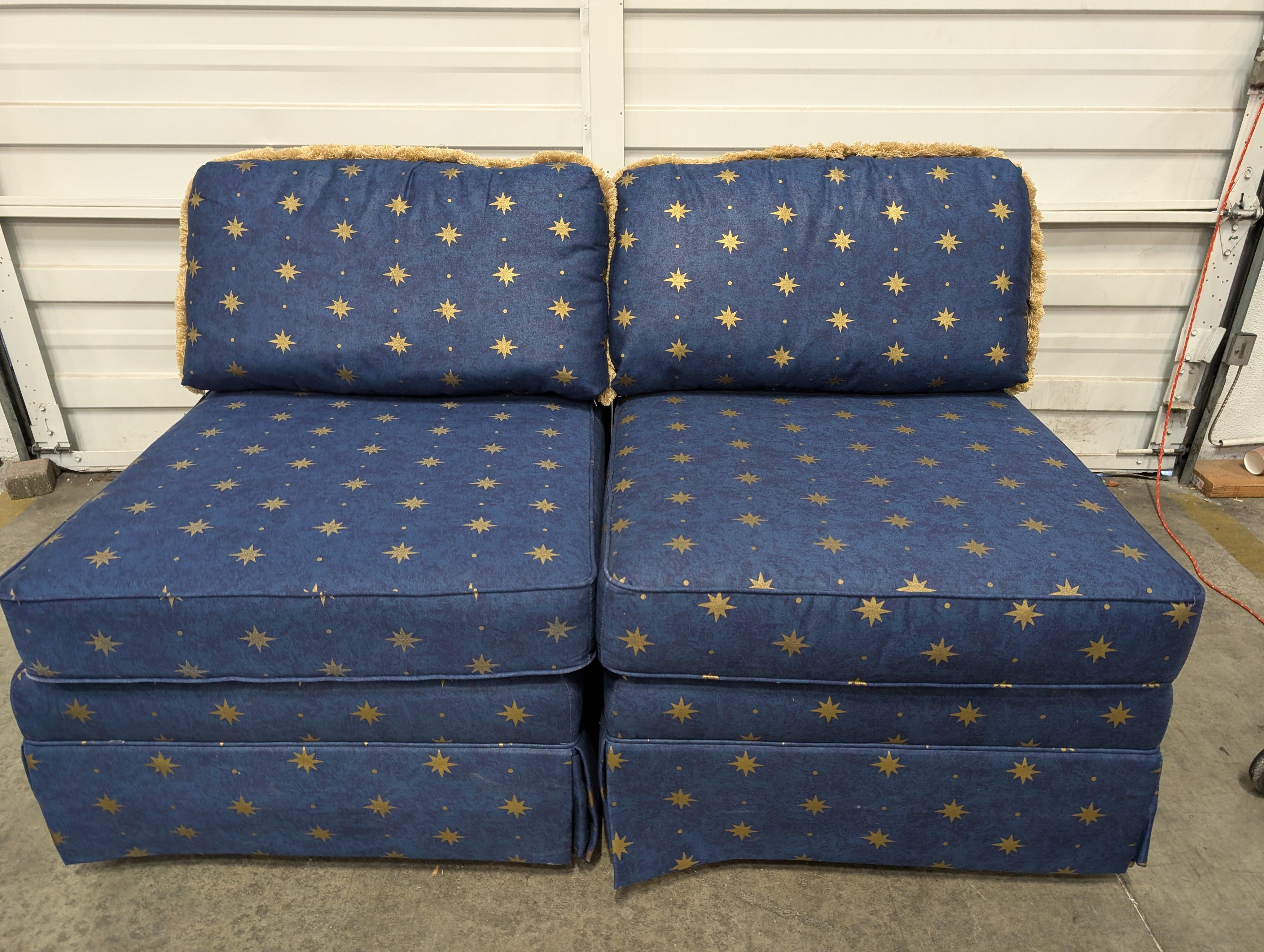 Charming Blue and Gold Star Pattern Modular Two-Piece Seating