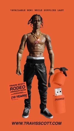 TRAVIS SCOTT ACTION FIGURE + RODEO ALBUM USB [RODEO 10 YEARS EDITION] IN HAND