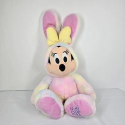 2020 Disney Store Easter Bunny Minnie Mouse Plush 14" Stuffed Animal Tie Dye