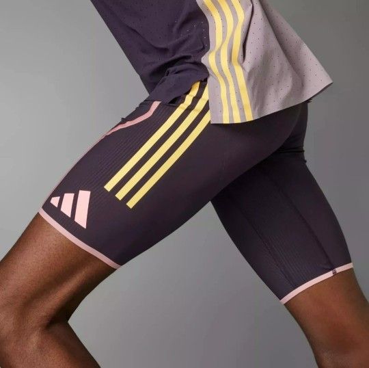 Adidas Adizero Promo Running Short Tights Men’s XL Purple/Yellow IN1119 NWT