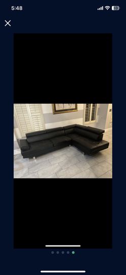 Black Leather Couch Sectional 