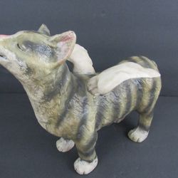 Cast Iron Angel Tabby Cat With Wings Heavy 11 1/2" Length 12 Pounds


