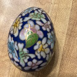 2 Copper enamel eggs