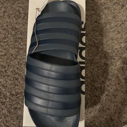 Adidas Blue Slides Sandals M 10 - W 11 New 