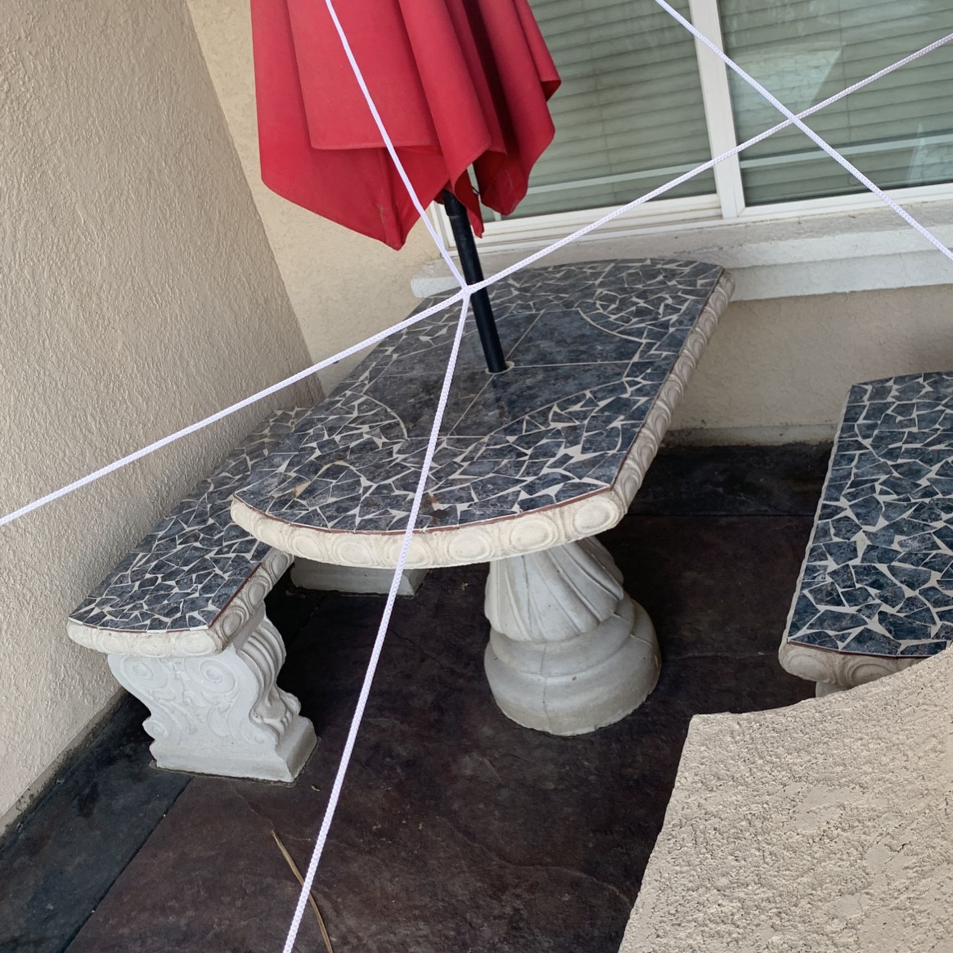 Table And Benches For Sale. 2 For Sale, Both Have 2 Benches And The Table.