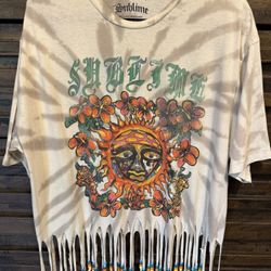 Sublime T Shirt 2X Sun Flowers Tie Dye Hippie Custom Beaded