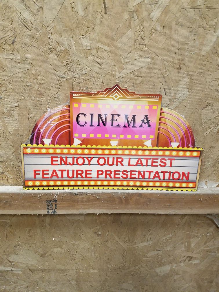 Cinema home movie theater marquee steel metal sign