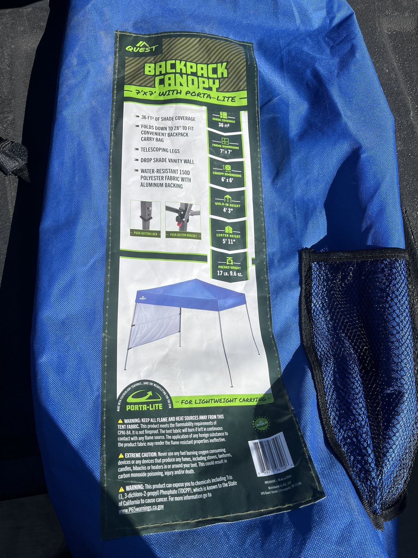 Quest Back Pack Canopy