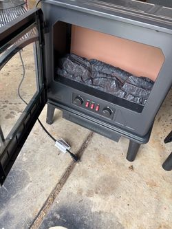 Electric Fireplace Heater with Faux Log Insert