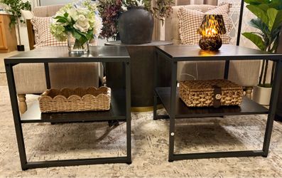 BrandNew 20" End Tables with Charging Station, Industrial Square Side Table with USB Ports & Outlets
