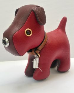 Coach Red/Brown Leather Dog Puppy Paperweight Display CX536 Collectible Rare NWT