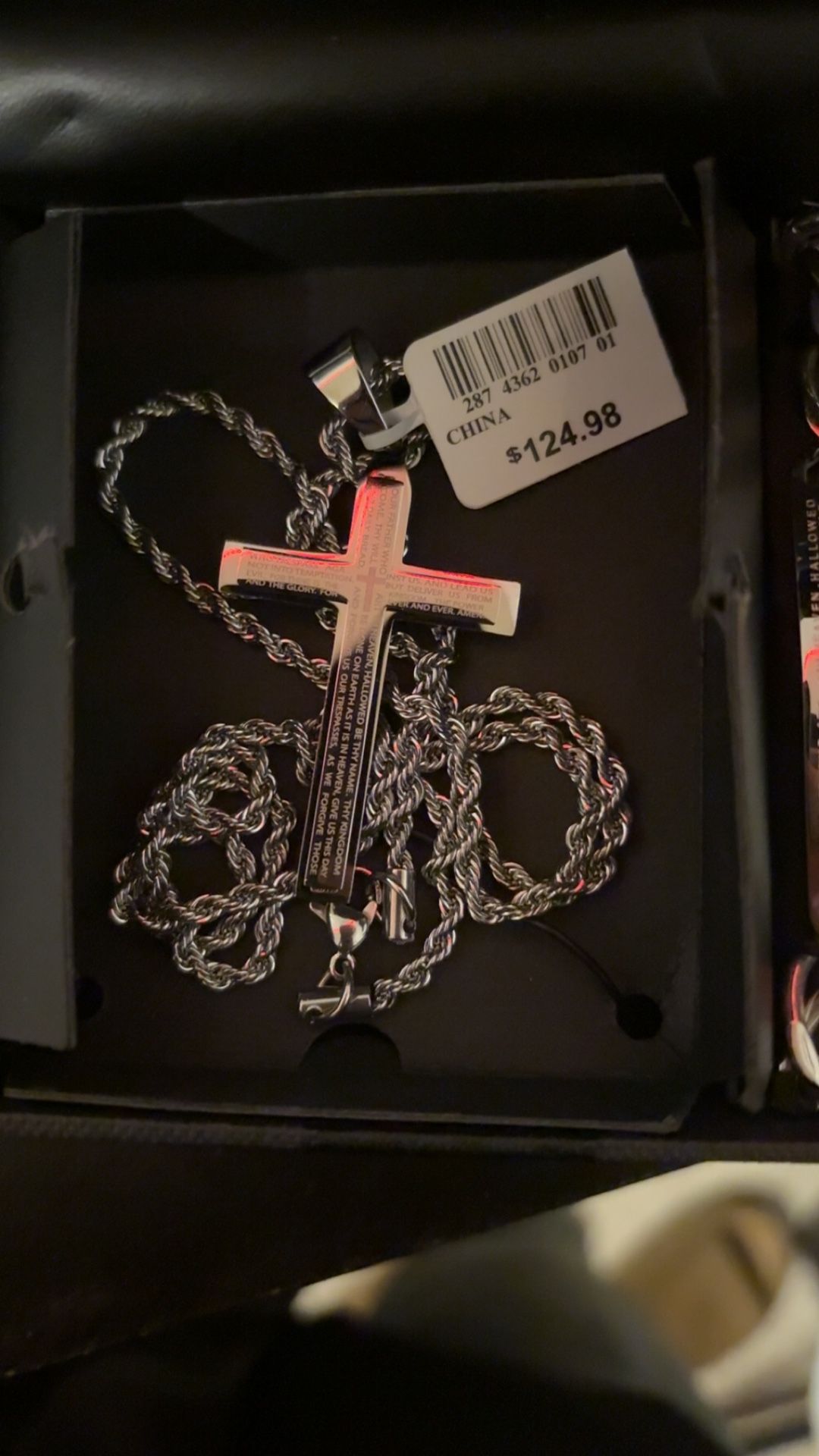 silver cross chain and bracelet set