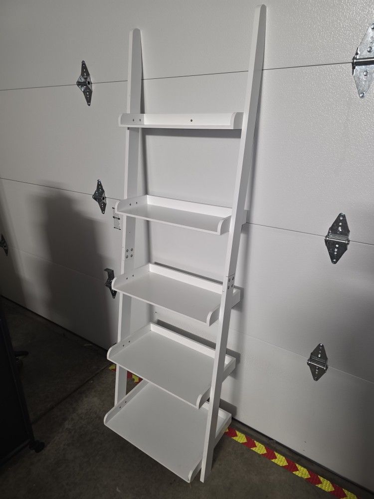 5 Tier Ladder Shelf White