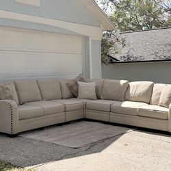 Ashley Cream Sectional Couch -Deep Cleaned & Delivery Available