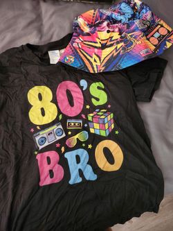 Boys Size Large 80's Shirt with Bucket Hat Costume