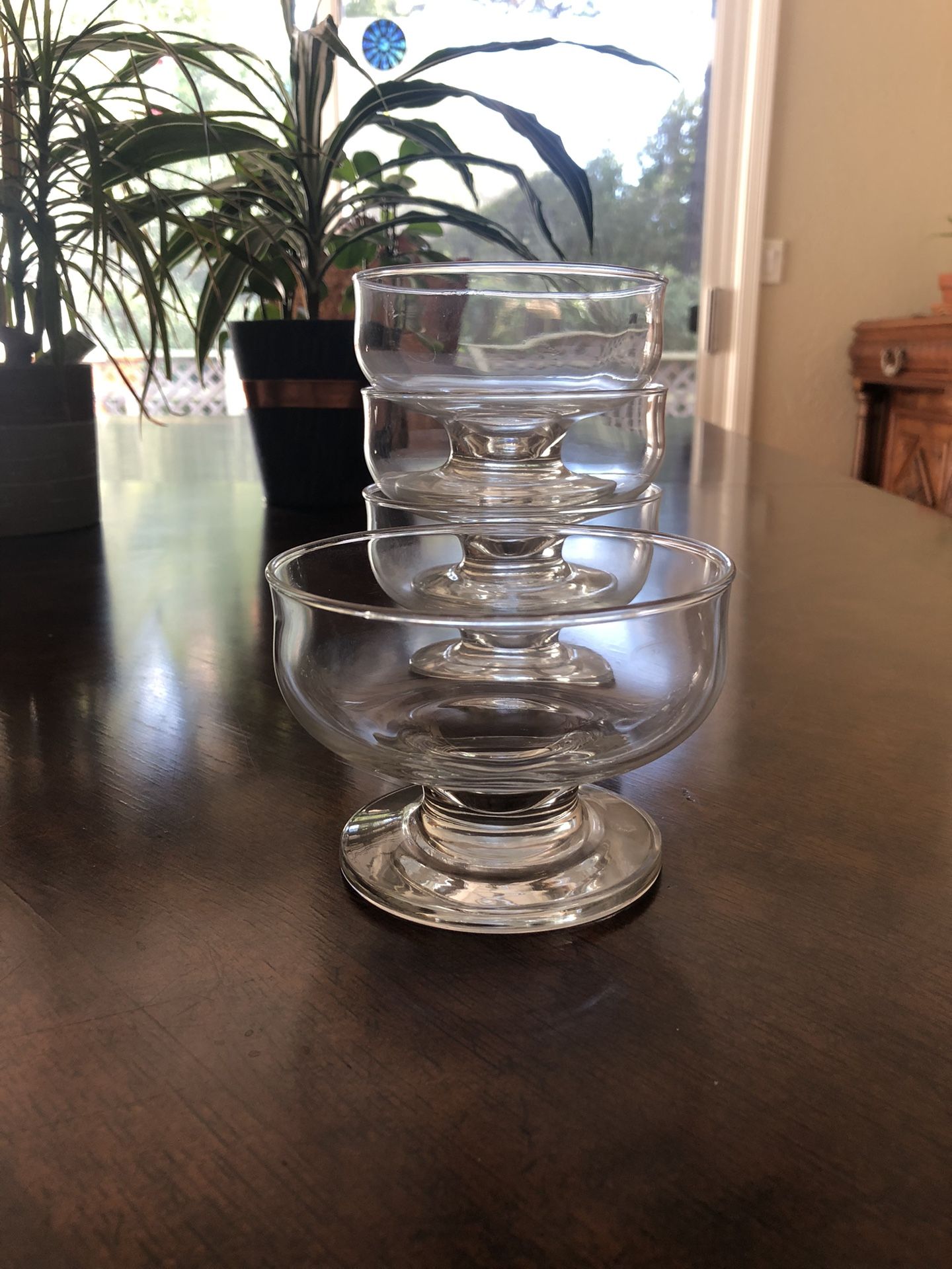 Vintage Applause Clear Glass Sherbet Sundae Dessert Glasses by Crown Corning