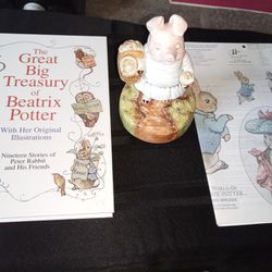 Beatrix Potter Lot Musical Big Book And Clothes Appliques 