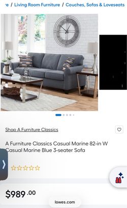 A Furniture Classics Casual Marine Blue 3-Seater Sofa