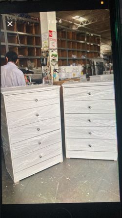 White 5-Drawer Chest Dresser – Set of 2