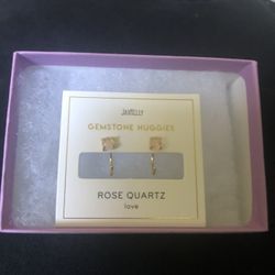 Rose Quart Gold Tone Earrings