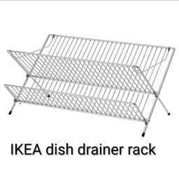NEW IKEA KVOT galvanized chrome metal dish drainer