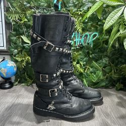 RARE DR DOC MARTENS BOOTS PHINA WALKING DEAD BUCKLE COMBAT MIRAGE ARMY Black 7