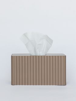 Tissue Box Cover Fawn Taupe Modern Decor Fluted Rectangle