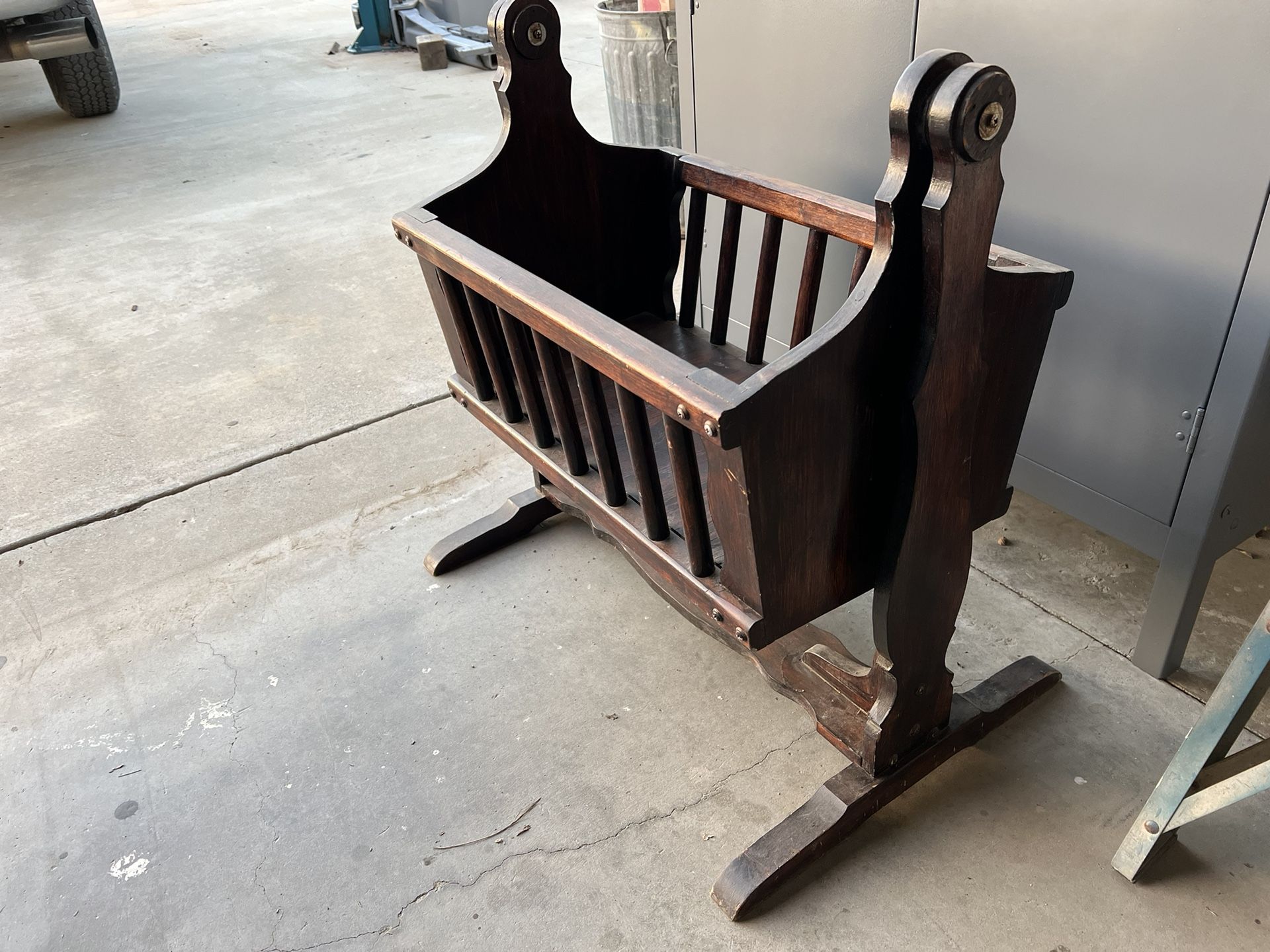 Antique All Solid Wood Baby Bassinet, Swing, Cradle, Crib, Rocker