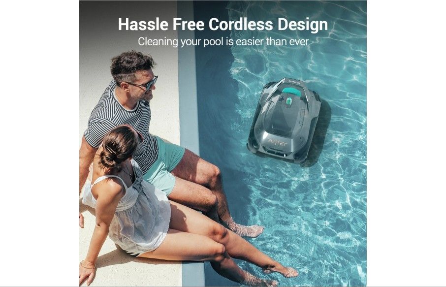 AIPER Seagull Plus Cordless Pool Vacuum, Robotic Pool Cleaner Lasts 110 Min, Stronger Power Suction