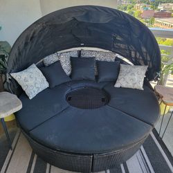 Patio Furniture Outood Round Daybed With Retractable Canopy