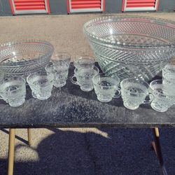 Crystal Punch Bowls And Cups