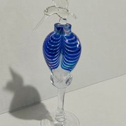 Stunning Blue Vintage Hummingbird Perfume Bottle 